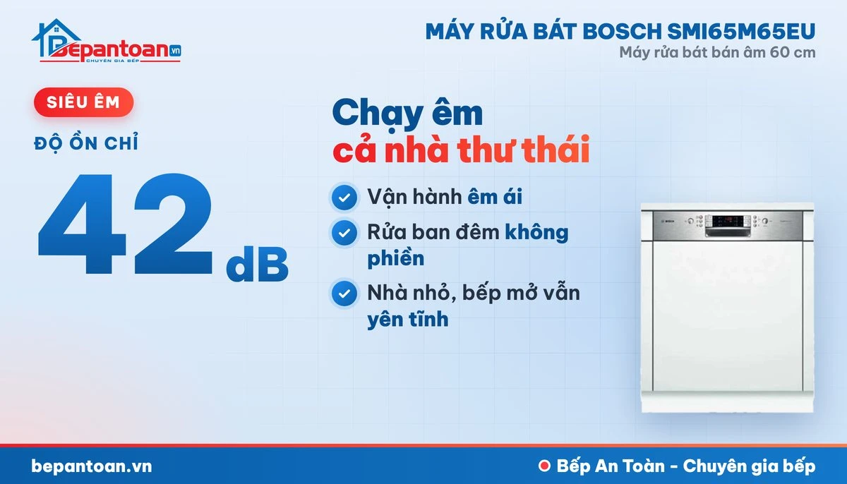 Máy rửa bát Bosch SMI65M65EU - vận hành êm