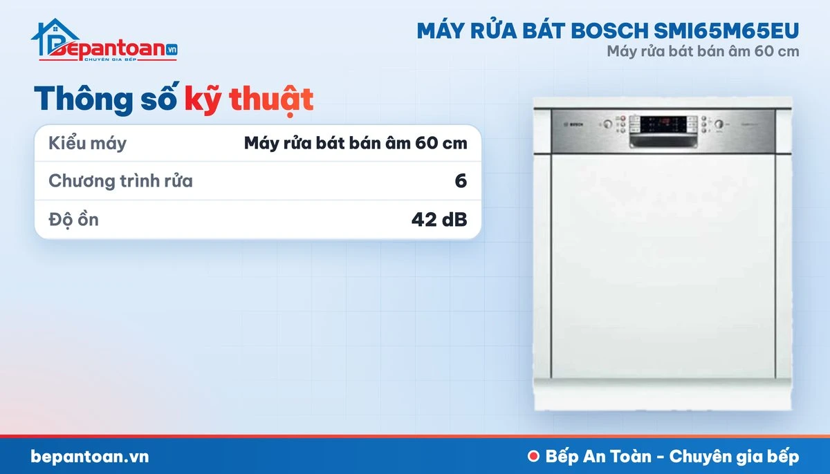Máy rửa bát Bosch SMI65M65EU - thông số kỹ thuật