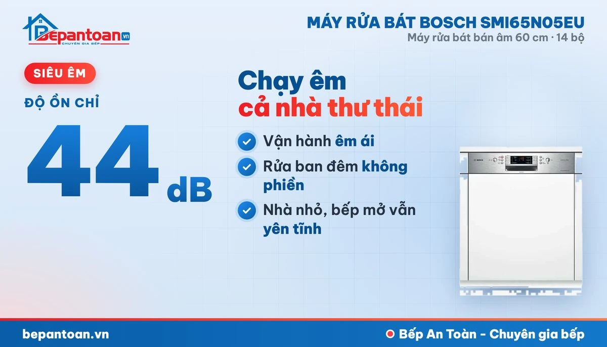 Máy rửa bát Bosch SMI65N05EU - vận hành êm