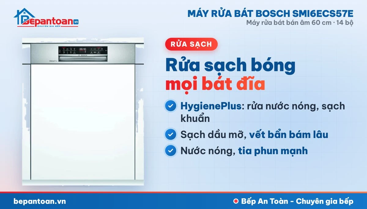 Máy rửa bát Bosch SMI6ECS57E - rửa sạch