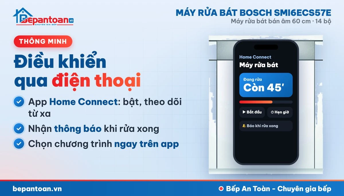 Máy rửa bát Bosch SMI6ECS57E - kết nối Home Connect