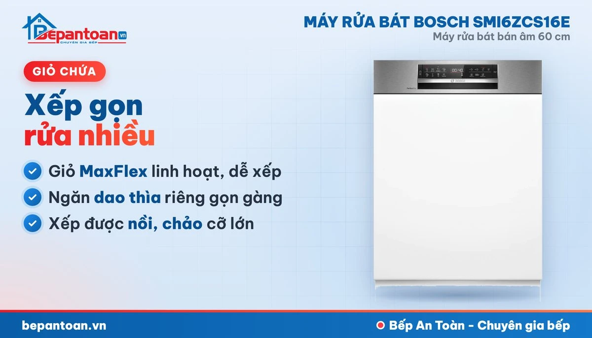 Máy rửa bát Bosch SMI6ZCS16E - giỏ chứa