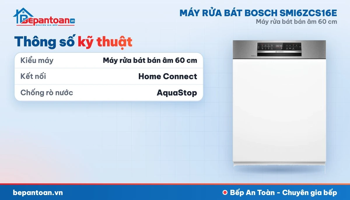 Máy rửa bát Bosch SMI6ZCS16E - thông số kỹ thuật