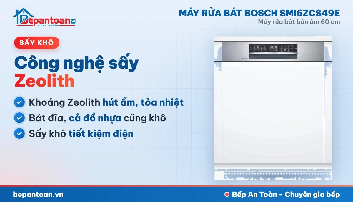 Máy rửa bát Bosch SMI6ZCS49E - công nghệ sấy