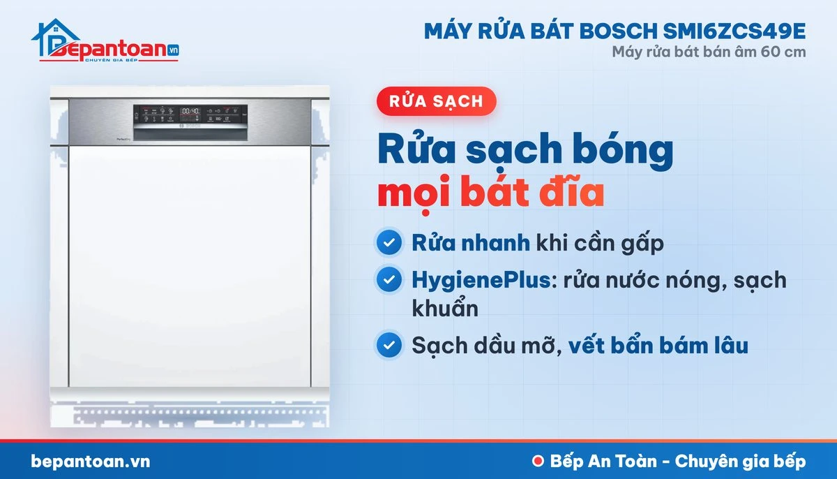 Máy rửa bát Bosch SMI6ZCS49E - rửa sạch