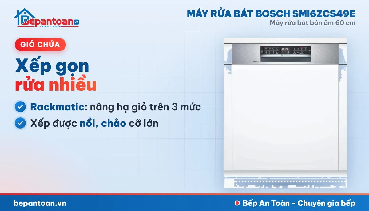 Máy rửa bát Bosch SMI6ZCS49E - giỏ chứa