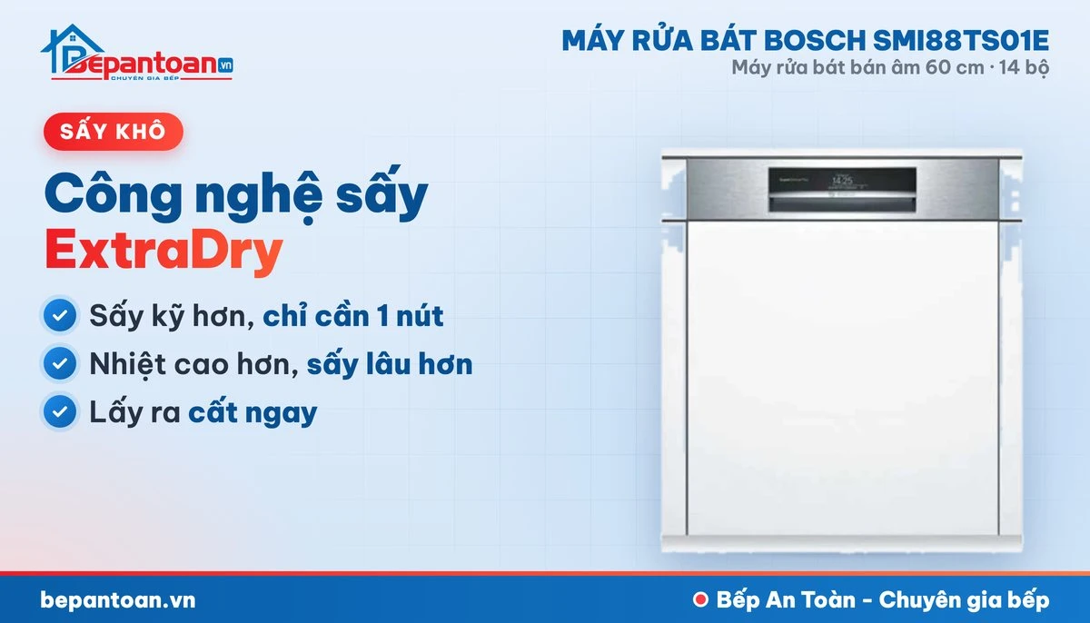 Máy rửa bát Bosch SMI88TS01E - công nghệ sấy