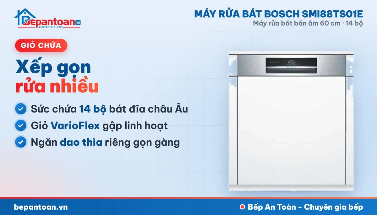 Máy rửa bát Bosch SMI88TS01E - giỏ chứa