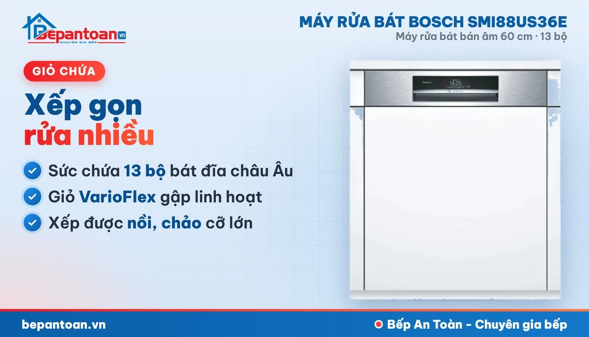 Máy rửa bát Bosch SMI88US36E - giỏ chứa