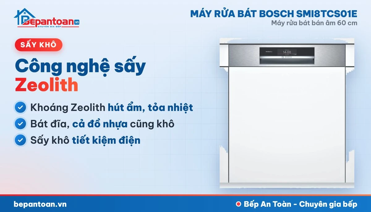 Máy rửa bát Bosch SMI8TCS01E - công nghệ sấy