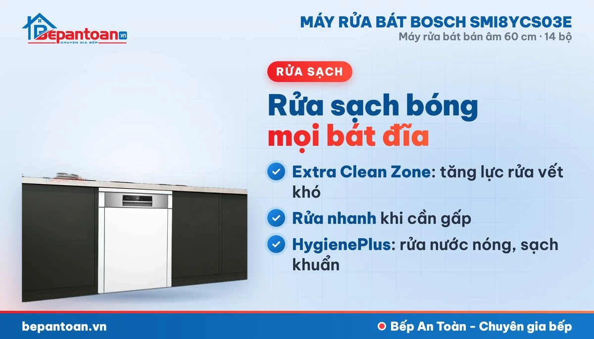 Máy rửa bát Bosch SMI8YCS03E - rửa sạch