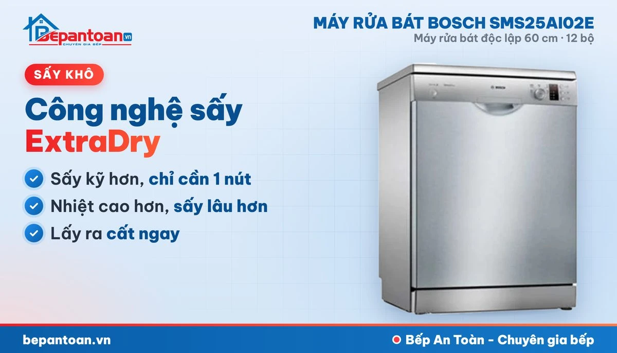Máy rửa bát Bosch SMS25AI02E - công nghệ sấy