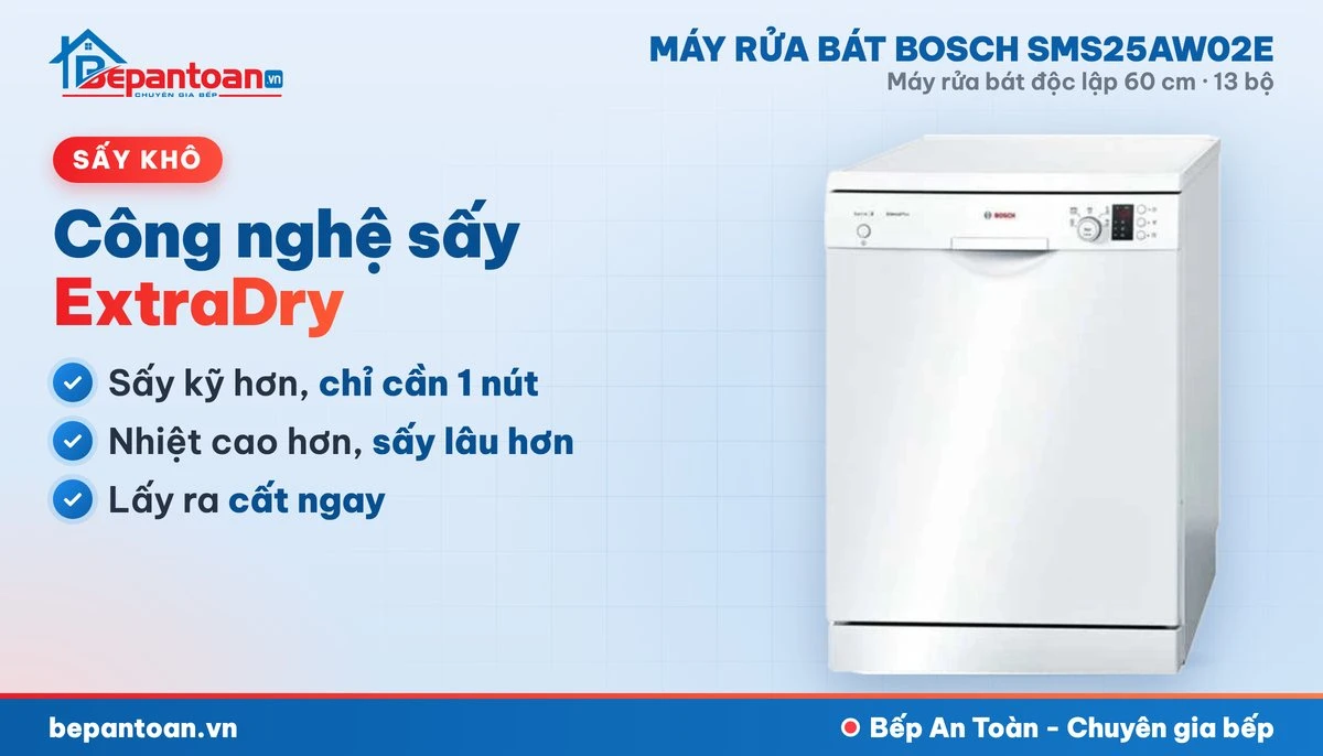 Máy rửa bát Bosch SMS25AW02E - công nghệ sấy
