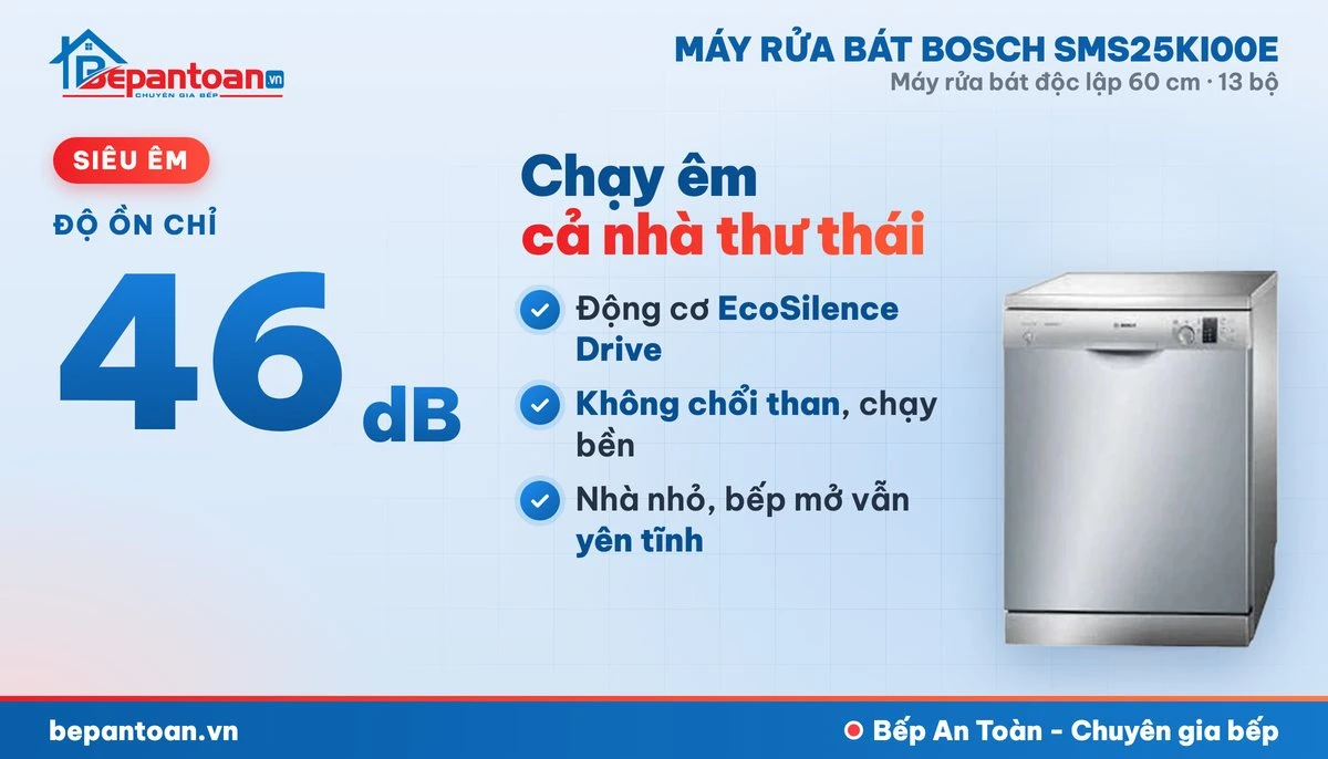 Máy rửa bát Bosch SMS25KI00E - vận hành êm