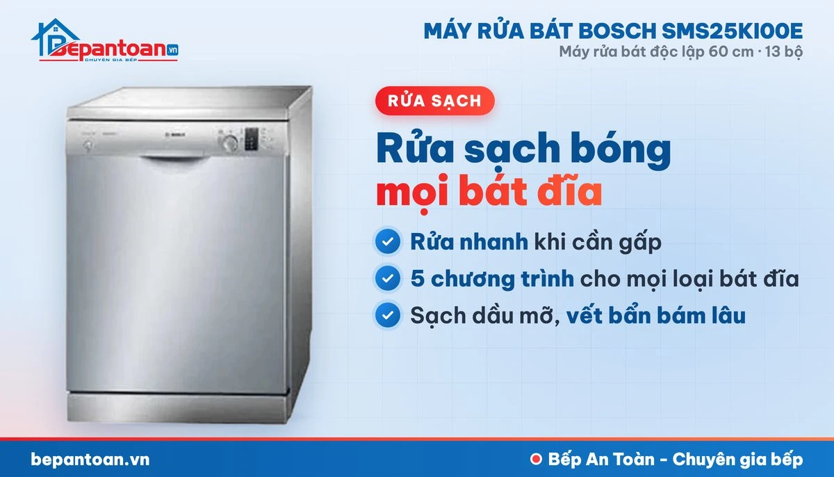 Máy rửa bát Bosch SMS25KI00E - rửa sạch