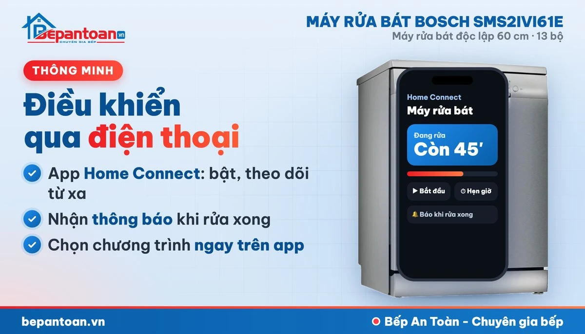 Máy rửa bát Bosch SMS2IVI61E - kết nối Home Connect