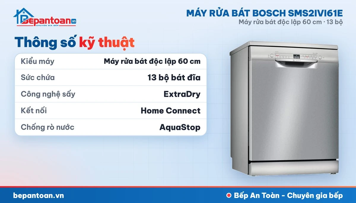 Máy rửa bát Bosch SMS2IVI61E - thông số kỹ thuật