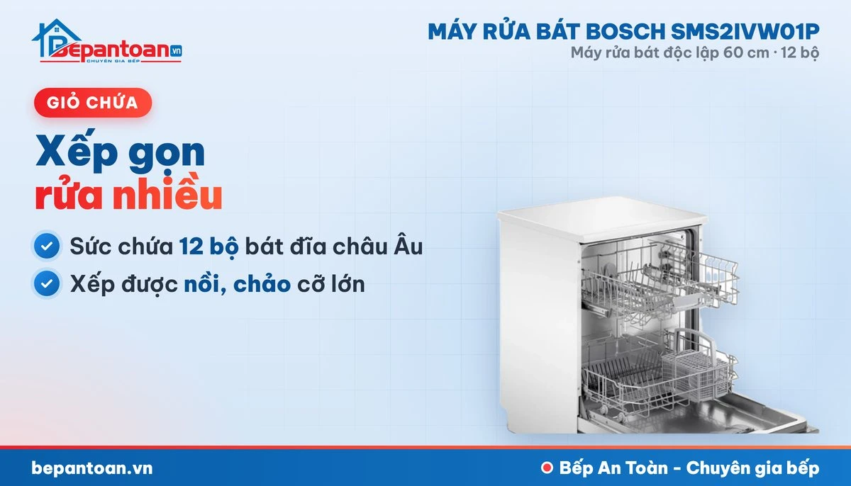 Máy rửa bát Bosch SMS2IVW01P - giỏ chứa