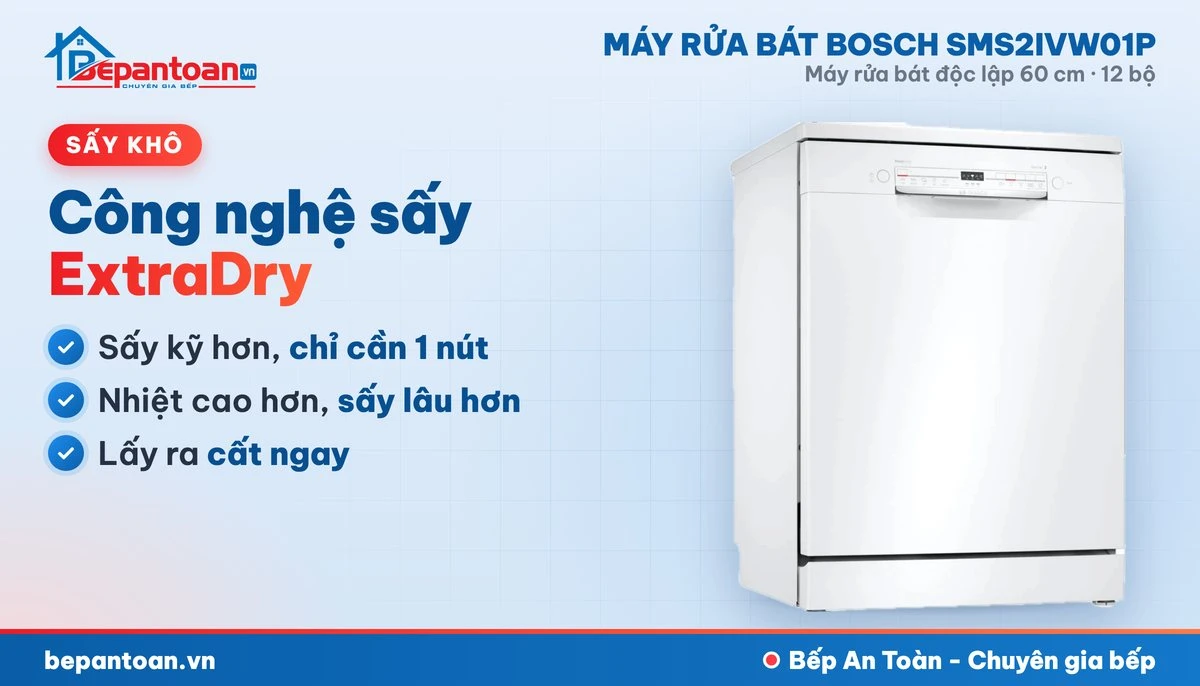 Máy rửa bát Bosch SMS2IVW01P - công nghệ sấy