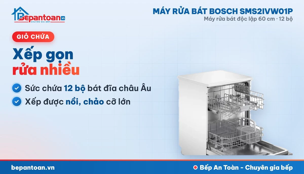 Máy rửa bát Bosch SMS2IVW01P - giỏ chứa