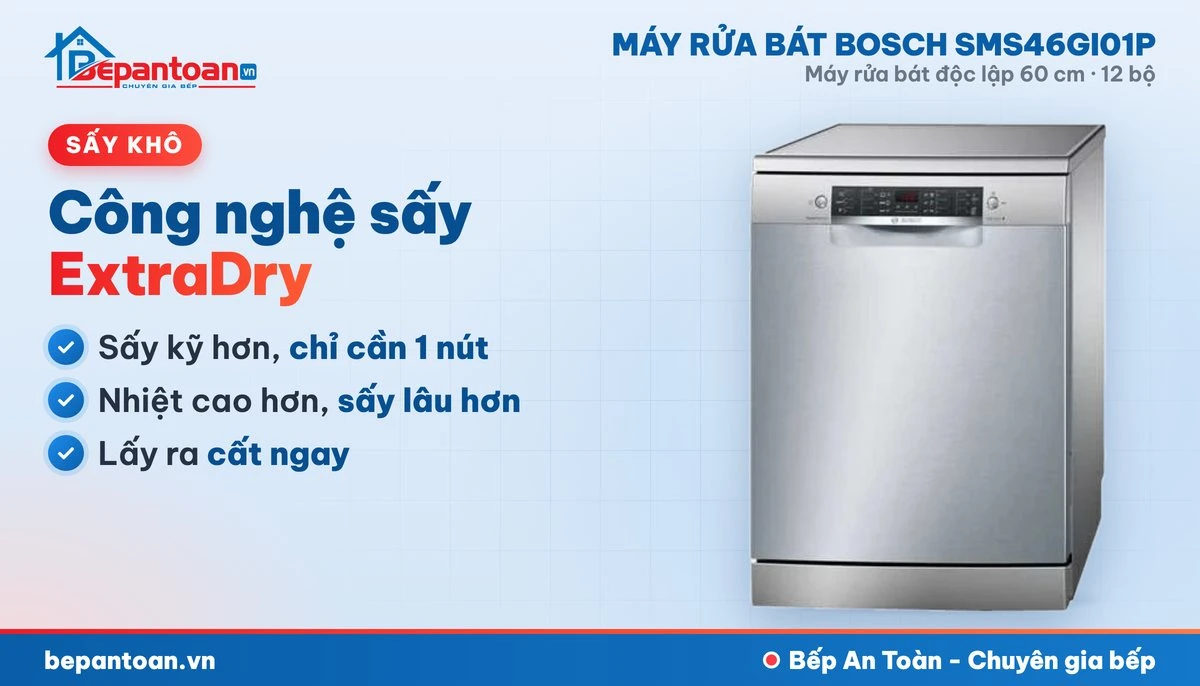 Máy rửa bát Bosch SMS46GI01P - công nghệ sấy