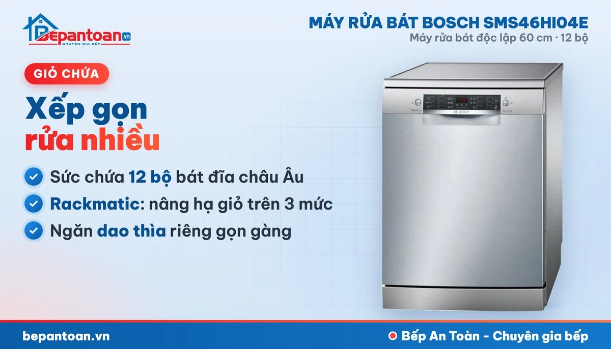 Máy rửa bát Bosch SMS46HI04E - giỏ chứa
