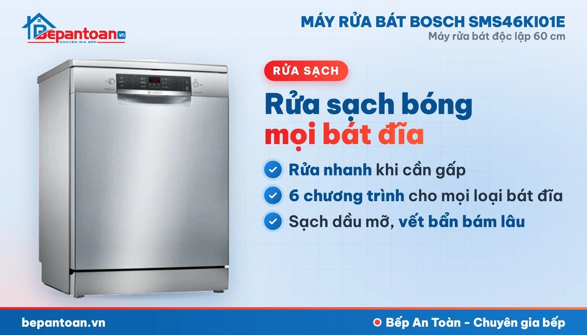 Máy rửa bát Bosch SMS46KI01E - rửa sạch