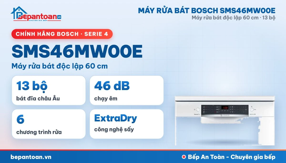 Máy rửa bát Bosch SMS46MW00E - tổng quan
