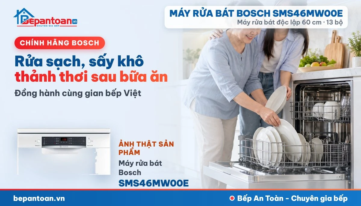 Máy rửa bát Bosch SMS46MW00E - gia đình