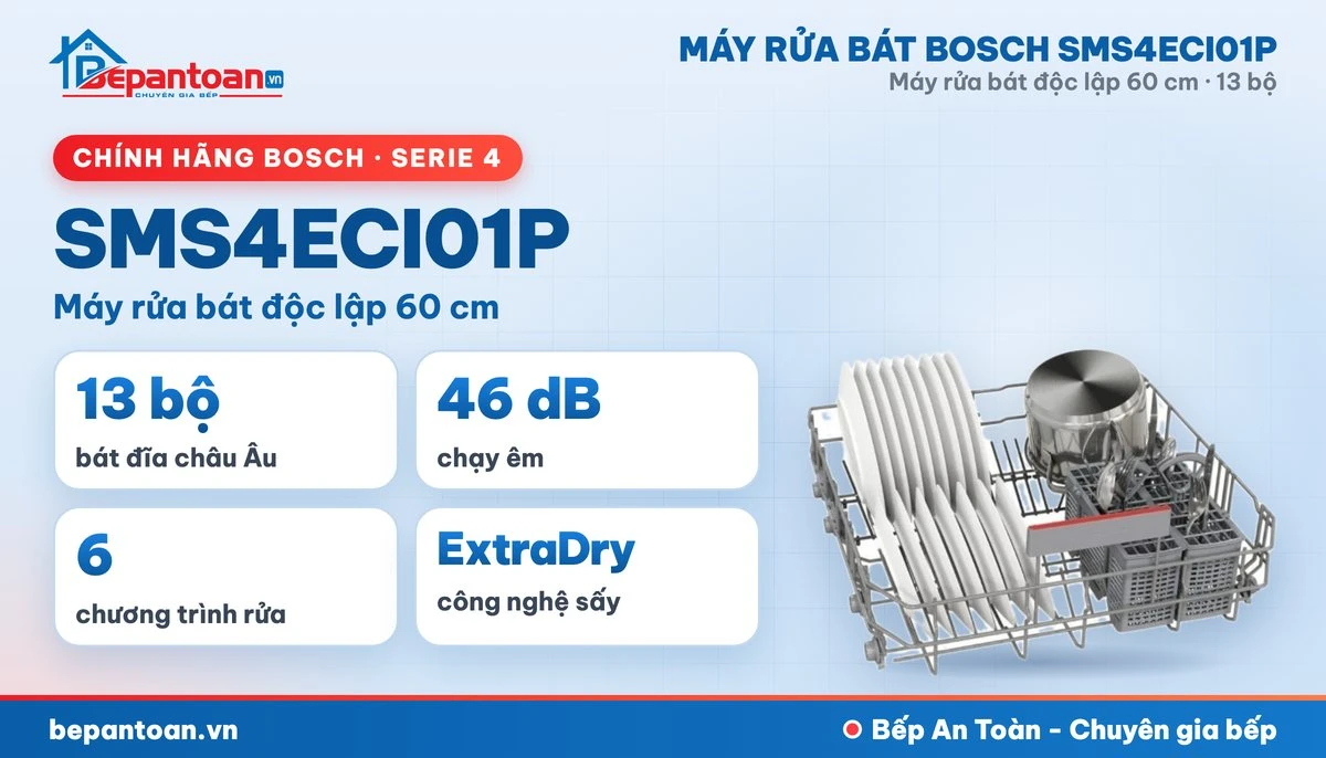 Máy rửa bát Bosch SMS4ECI01P - tổng quan
