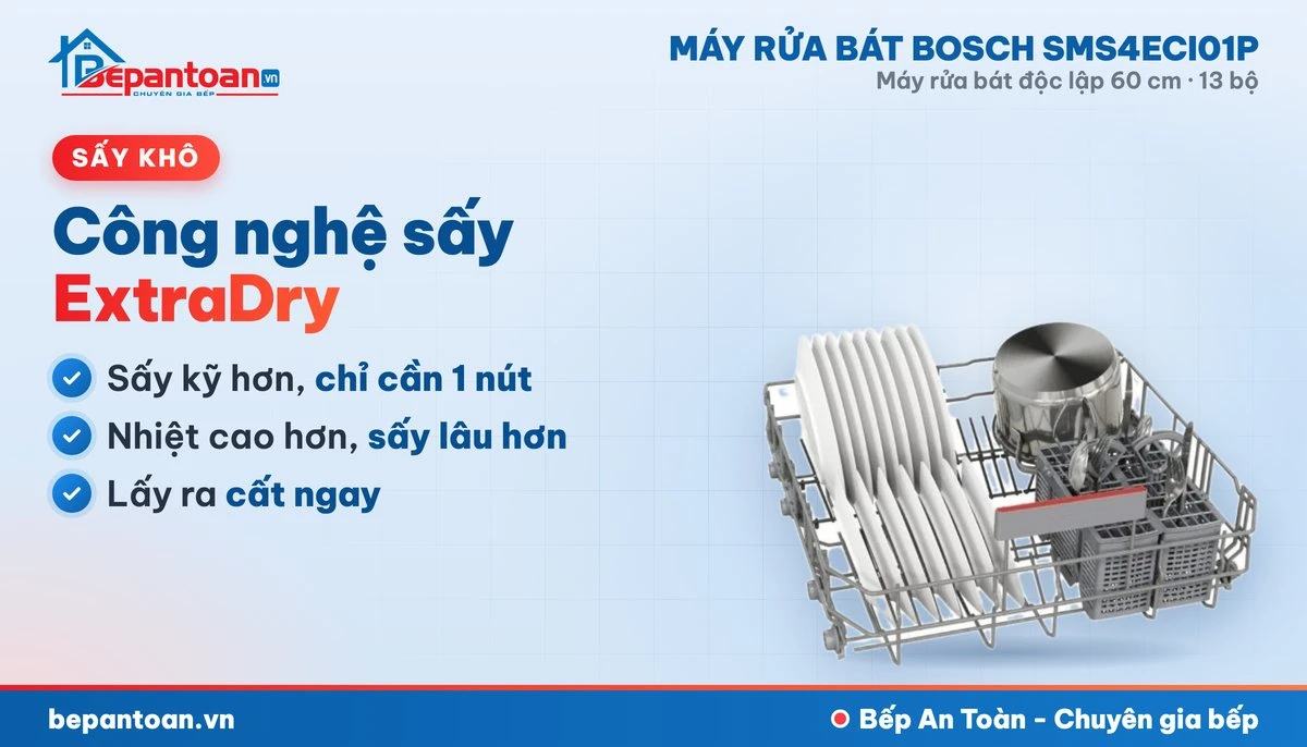 Máy rửa bát Bosch SMS4ECI01P - công nghệ sấy
