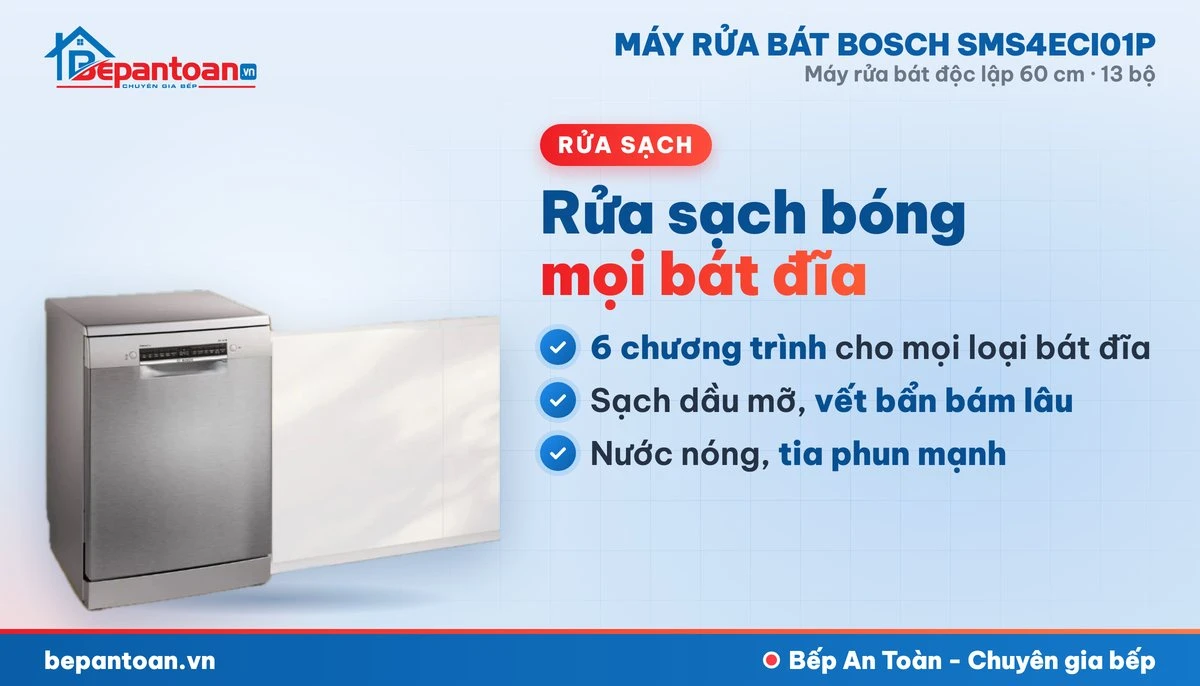 Máy rửa bát Bosch SMS4ECI01P - rửa sạch