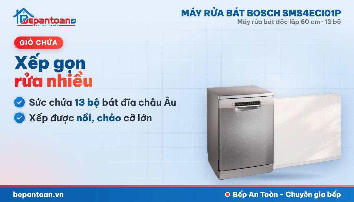 Máy rửa bát Bosch SMS4ECI01P - giỏ chứa