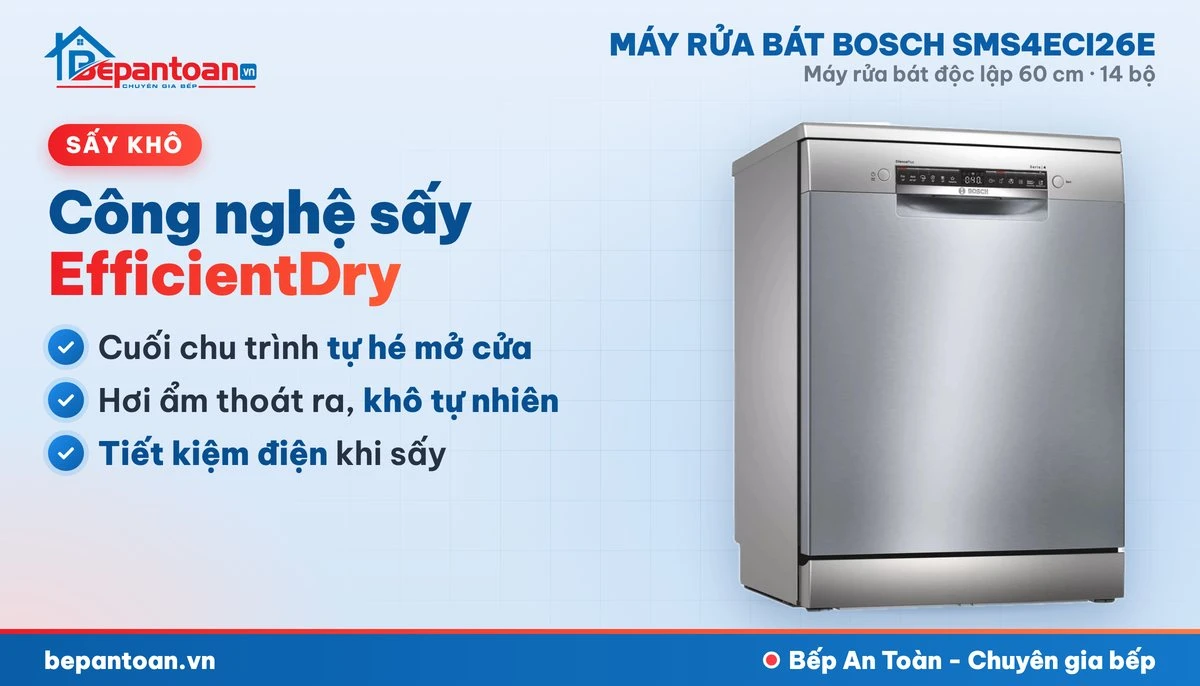 Máy rửa bát Bosch SMS4ECI26E - công nghệ sấy
