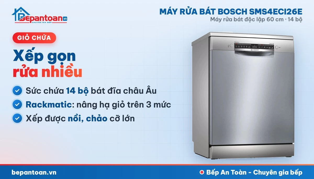 Máy rửa bát Bosch SMS4ECI26E - giỏ chứa