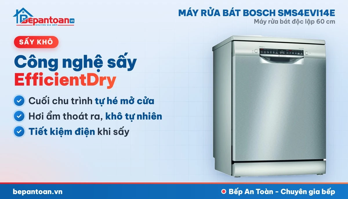 Máy rửa bát Bosch SMS4EVI14E - công nghệ sấy