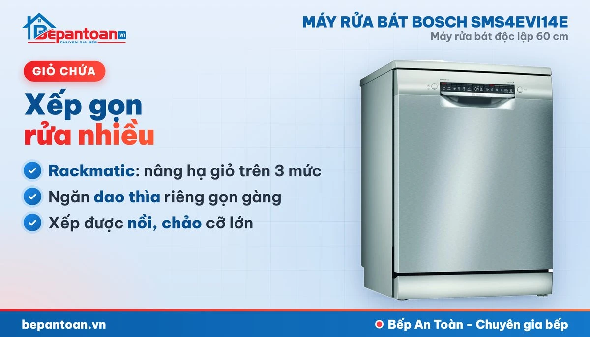 Máy rửa bát Bosch SMS4EVI14E - giỏ chứa