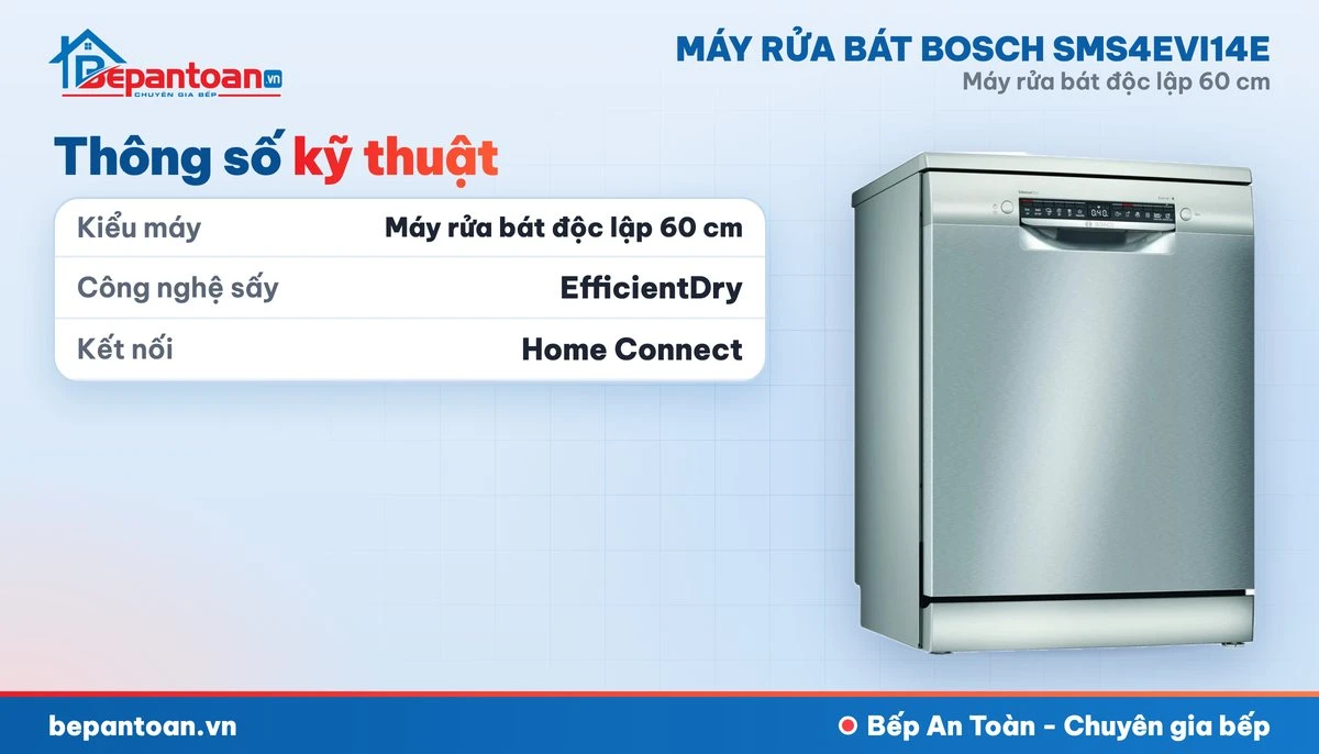 Máy rửa bát Bosch SMS4EVI14E - thông số kỹ thuật