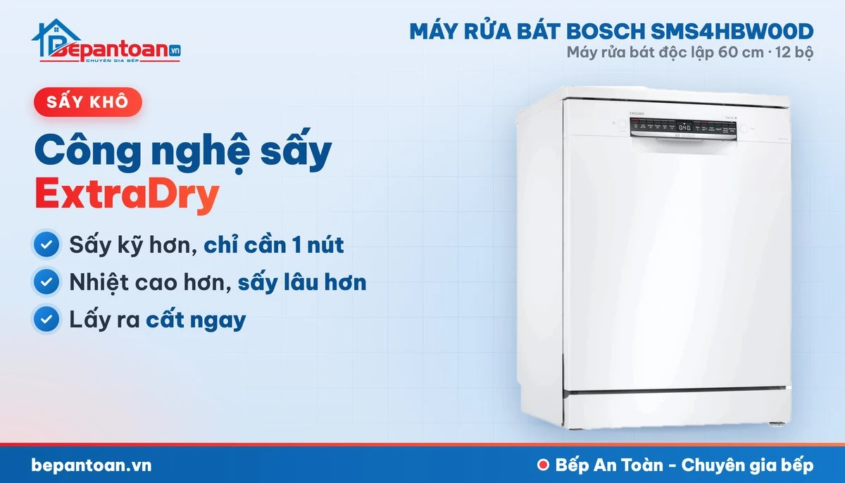 Máy rửa bát Bosch SMS4HBW00D - công nghệ sấy