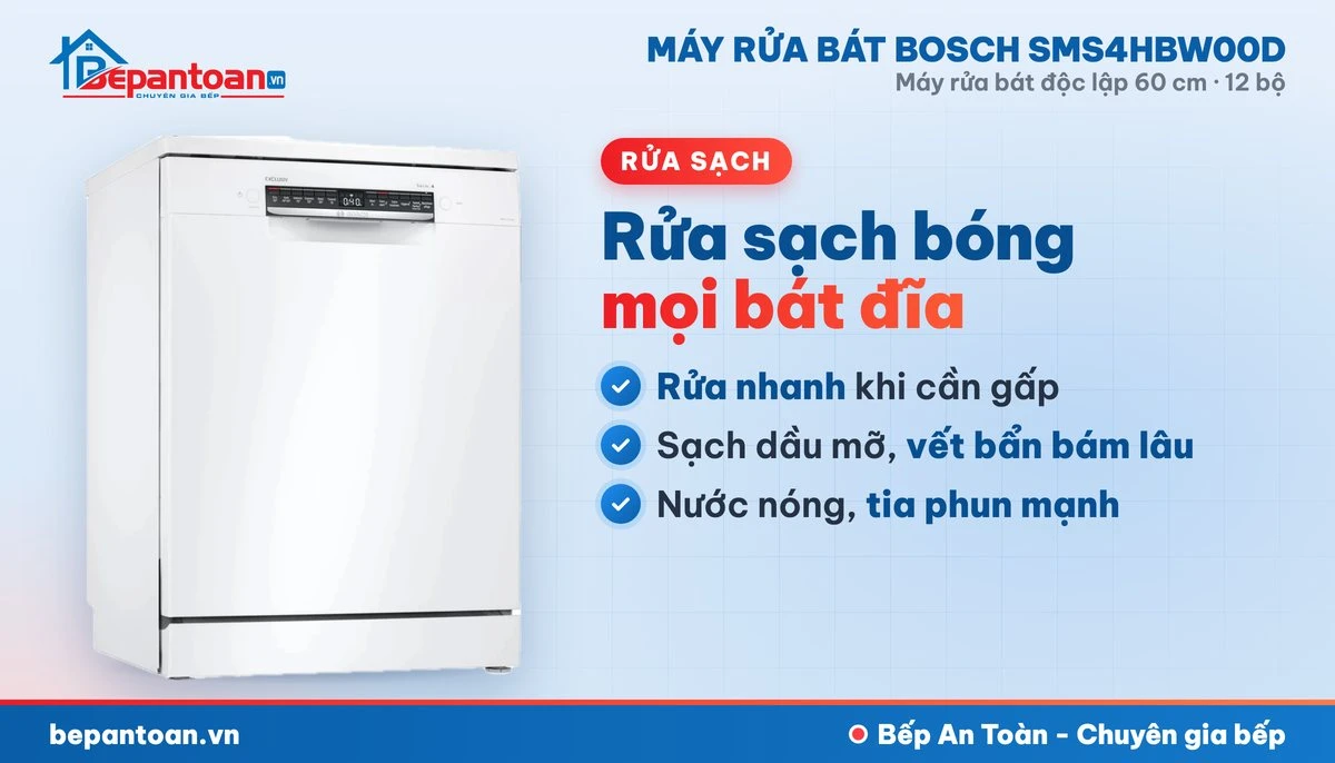 Máy rửa bát Bosch SMS4HBW00D - rửa sạch