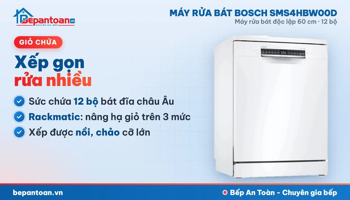 Máy rửa bát Bosch SMS4HBW00D - giỏ chứa