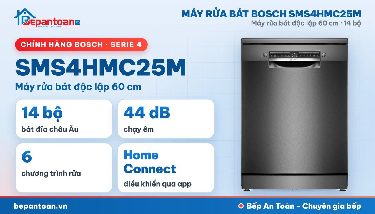 Máy rửa bát Bosch SMS4HMC25M - tổng quan