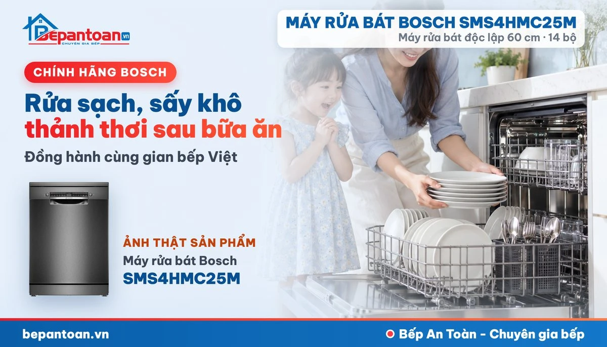 Máy rửa bát Bosch SMS4HMC25M - gia đình