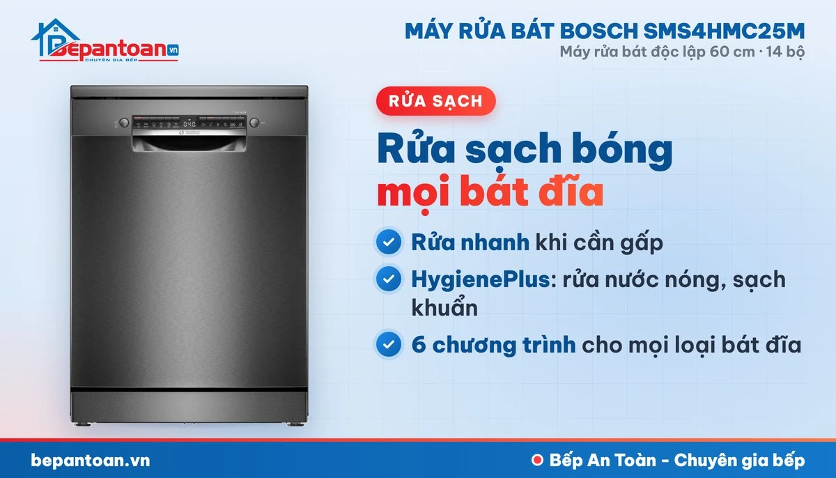 Máy rửa bát Bosch SMS4HMC25M - rửa sạch