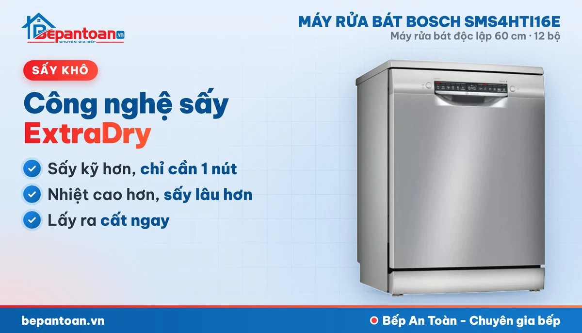 Máy rửa bát Bosch SMS4HTI16E - công nghệ sấy