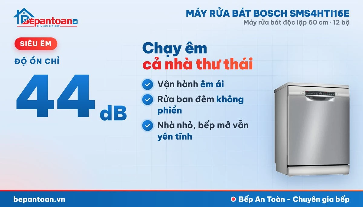 Máy rửa bát Bosch SMS4HTI16E - vận hành êm