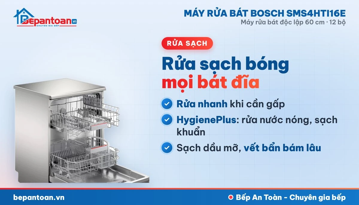 Máy rửa bát Bosch SMS4HTI16E - rửa sạch