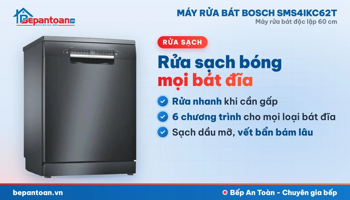 Máy rửa bát Bosch SMS4IKC62T - rửa sạch