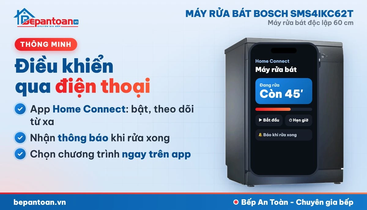 Máy rửa bát Bosch SMS4IKC62T - kết nối Home Connect