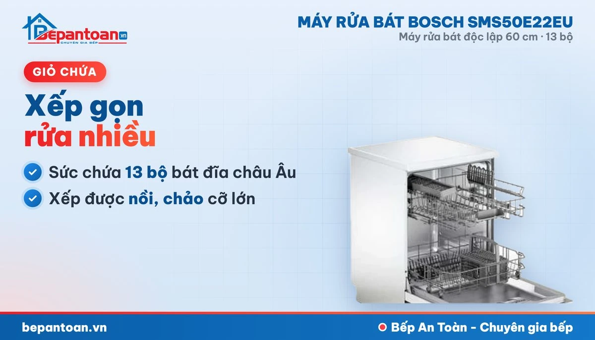 Máy rửa bát Bosch SMS50E22EU - giỏ chứa
